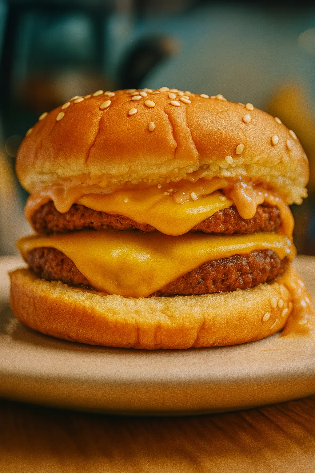 Vegan Double-Double Animal Style Cheeseburger