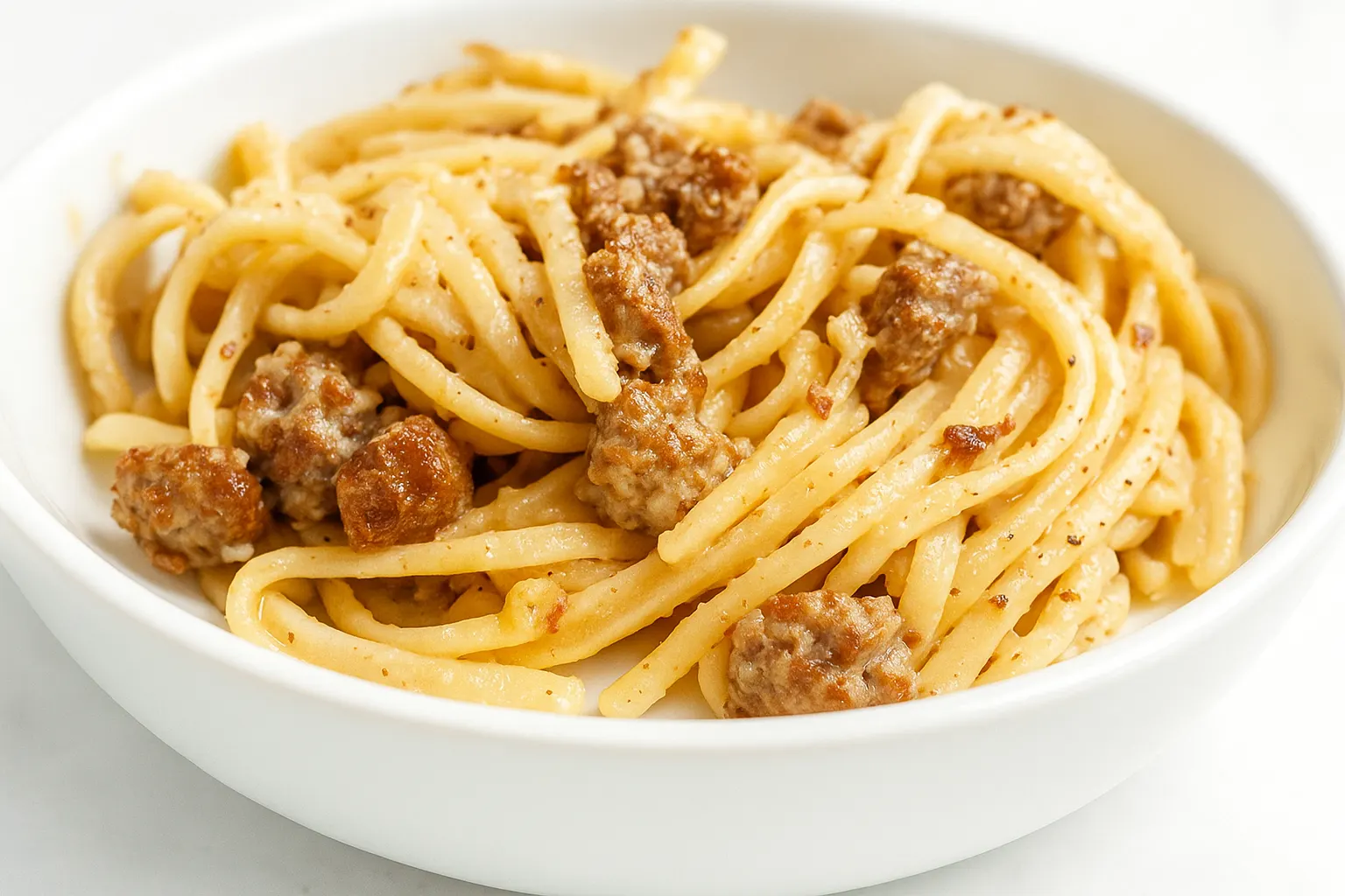 Vegan Fettuccine Alfredo with Italian Sausage